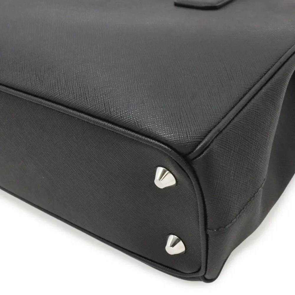 Prada Leather Triangle Logo Briefcase